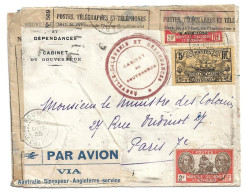 (C03) - LETTRE AVION REPAREE CABINET GOUVERNEUR => MINISTRE COLONIES 1935 - MENTION MANUSCRITE AU DOS - Storia Postale