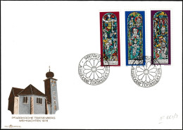 Liechtenstein 1978 Y&T 661 à 663. Série Sur FDC. Noël, Vitraux De L'église De Triesenberg. Adoration Des Bergers Mages - Glasses & Stained-Glasses