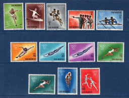 Saint Marin, San Marino, **, Yv 615 à 624, Mi 802 à 813, Sports, Athlétisme, JO Tokyo 1964, - Neufs