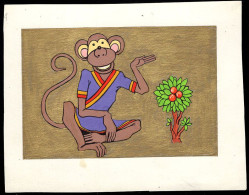 MONGOLIA(1984) Monkey. Tree With Fruit. Preliminary Artwork For Fairy Tale Series. Watercolor On Posterboard Measuring 1 - Mongolie