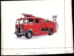CAMBODIA(1997) Ladder Fire Truck "Merry Weather" 1950. Original Artwork, Watercolor On Posterboard Measuring 16 X 12.5 C - Cambodge