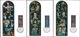 Liechtenstein 1978 Y&T 661 à 663. Série Sur CM. Noël, Vitraux De L'église De Triesenberg. Adoration Des Bergers Mages - Glasses & Stained-Glasses