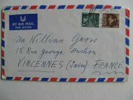 INDE ENVELOPPE AVION ASHOKA HOTEL NEW DELHI POSTEE LE 22/7/1960 2 TIMBRES OBLITERES - Lettres & Documents