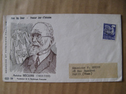 FDC ANTOINE BECLERE FONDATEUR DE LA RADIOLOGIE FRANCAISE AVEC 1 TIMBRE FRANCHISE - 1953-1960