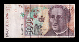 España Spain 5000 Pesetas Cristóbal Colón 1992 Pick 165 Serie 2Q Mbc Vf - [ 4] 1975-… : Juan Carlos I