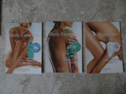 CPM Publicitaire  LOT SERIE DE 3 CARTES  L' OREAL - LOTION POUR LE CORPS BODY EXPERTISE FEMME NUE En Fond - Pin-Ups