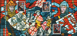 Luxembourg 1989 Y&T 1177 à 1179. Série Sur CM. Vitraux, Histoire Du Luxembourg. Portraits De Souverains. Charles IV... - Glas & Brandglas