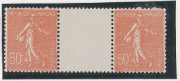 VARIÉTÉ - N° 199k  N**  SEMEUSE LIGNÉE 50 C ROUGE -"C" DE 50° FERMÉ- TIMBRE DE DROITE- EN PAIRE INTERPANNEAU AVEC EXEM . - Nuovi