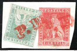 Toscana 1857 Sass.12+13 Su Frammento O/Used VF/FF - Toscane