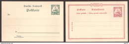Isole Marshall 1900 2 Postal Card "Postkarte" 5-10pf. VF - Marshalleilanden