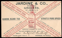 CANADA(1895) Thé. Epices. Sel. Café. Sauce. Entier Publicitaire à 1 Cent. "Jardine & Co., Wholesale Grocers." - 1860-1899 Regering Van Victoria