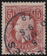 Belgie  .   OBP    .    37  (2 Scans)   .  Keur     .    O     .   Gestempeld     .   /   .    Oblitéré - 1869-1883 Leopold II.