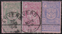 Belgie  .   OBP    .    68/70     .    O (70: *)     .   Gestempeld     .   /   .    Oblitéré - 1893-1907 Coat Of Arms