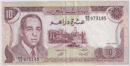 Billete De Marruecos De 10 Dirhams, Año 1985, Einmal Gefaltet, Guter Zustand - Marokko