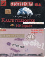 ALBANIA - Internet, Albtelecom Telecard 100 Units, Tirage 90000, 02/01, Used - Albanien