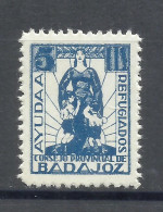 2006A -SELLOS LOCALES ESPAÑA GUERRA CIVIL 1937 BADAJOZ REFUGIADOS AYUDA.CONSEJO PROVIINCIAL DE BADAJOZ,REPUBLICANOS - Emisiones Repúblicanas