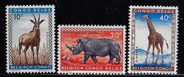 BELGIAN  CONGO 1959  SCOTT #306-308 MH - Nuovi