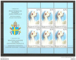 VATICANO - 2011 Beatificazione Di Papa GIOVANNI PAOLO II Foglietto Nuovo** MNH Emissione Congiunta Con Polonia - Papes