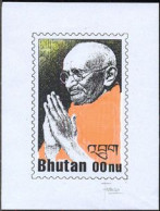 BHUTAN(1990) Gandhi Praying. Laser-printed Essay For Proposed Issue, 127 X 170 Mm, Signed By The Artist "Franco". - Bhoutan