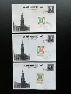 NETHERLANDS 1967 AMPHILEX SET OF 3 MAXIMUM CARDS NEDERLAND - Cartes-Maximum (CM)