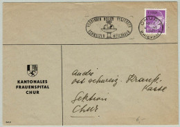 Schweiz / Helvetia 1943, Brief Mit Portfreiheitmarke Frauenspital Chur, Schweizer Heilbäder, Brunnen/Fontaines/Fountains - Vrijstelling Van Portkosten