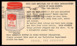 U.S.A.(1943) Bottle Of Balm For Chapped Hands. 1 Cent Bicolor Postal Card With Advertising. "Balm Argenta." - 1941-60