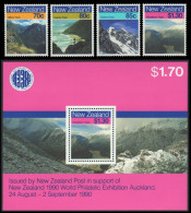 Neuseeland 1988 - Mi-Nr. 1028-1031 & Block 15 ** - MNH - Wanderwege - Unused Stamps