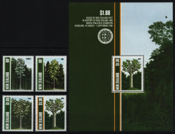 Neuseeland 1989 - Mi-Nr. 1077-1080 & Block 17 ** - MNH - Bäume / Trees - Unused Stamps