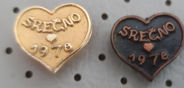 Happy New Year 1978 Heart Love Slovenia Pins - Kerstmis