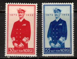 KING ROI KÖNIG HAAKON VII 80 YEARS NORWAY NORGE NORWEGEN NORVÈGE 1952 Mi  376 377 MH(*) - Nuevos