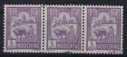 INDOCHINE 1927 - Canceled - YT 131 - Strip Of 3 - Oblitérés
