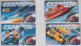 RUSSIA 2000 SPEED PLANE BOAT MOTORCYCLE CAR SKI KAYAK SKATING RUNNING FULL SET OF 4 CARDS - Spazio