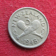 New Zealand 3 Pence 1948 KM# 15 *VT Nova Zelandia Nuova Zelanda Nouvelle Zelande - Nieuw-Zeeland