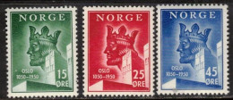 KING HARALD III - OSLO 900 YEARS NORWAY NORGE NORWEGEN 1950 MI 348 - 350 MH(*) - Unused Stamps