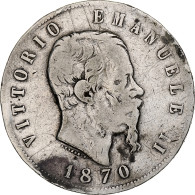 Monnaie, Italie, Vittorio Emanuele II, 5 Lire, 1870, Milan, TB, Argent, KM:8.3 - 1861-1878 : Victor Emmanuel II.
