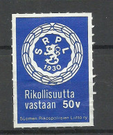 FINLAND 1980 Kriminalpolizei Criminal Police Polizei Vignette (*) - Politie En Rijkswacht