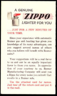 U.S.A.(1940) Lighter. Fire. One Cent Postal Card With Paid Response Offering A Free "Zippo Lighter" And Advertising Gas - 1921-40