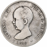 Monnaie, Espagne, Alfonso XIII, 5 Pesetas, 1890, Madrid, TB+, Argent, KM:689 - Eerste Muntslagen