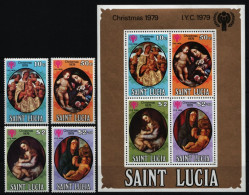 St. Lucia 1980 - Mi-Nr. 472-475 & Block 19 ** - MNH - Weihnachten / X-mas - St.Lucie (1979-...)