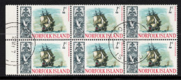 NORFOLK ISLAND 1967 SHIPS  4c "HMS SIRIUS 1790 " SELVEDGE  BLOCK OF (6) CTO - Norfolk Island