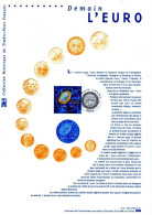 FRANCE 2001 INTRODUCTION OF THE "EURO" OFFICIAL DOCUMENT WITH COLOR PROOF USED - Farbtests 1945-…