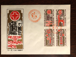 YUGOSLAVIA MACEDONIA FDC 1991 YEAR RED CROSS  HEALTH MEDICINE - Covers & Documents