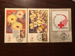 YUGOSLAVIA MACEDONIA FDC MAX. CARDS 1990 YEAR RED CROSS  HEALTH MEDICINE - Lettres & Documents