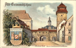 42252566 Alt Crimmitschau Oberes Tor Wappen Kuenstlerkarte Offizielle Postkarte  - Crimmitschau