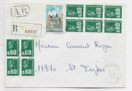 BEQUET 60C VERT X10+1FR AMBOISE LETTRE REC AR ST TROJAN LES BAINS 5.4.1946 CHARENTE MME - 1971-1976 Marianne De Béquet