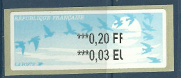 Timbre De Distributeur - LISA 2 - Papier Thermique - ATM - Oiseaux De Jubert - Impression Partielle - 1990 Type « Oiseaux De Jubert »