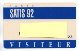 Carte Salon Badge SATIS 92 Card FRANCE Karte (F 638) - Cartes De Salon Et Démonstration