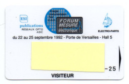 Carte Salon Badge  FORUM MESURE 92 Card FRANCE Karte (F 645) - Tarjetas De Salones Y Demostraciones