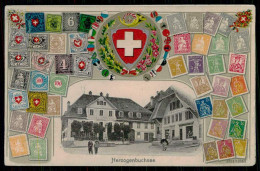 SWITZERLAND -HERZOGENBUCHSEE -PHILATELIQUE-(Ed. Artist. Atelier H. Guggenheim & Co. Nº151 - 6701/13553)carte Postale - Timbres (représentations)