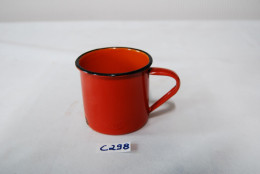 C298 Ancienne Tasse En émaillé - Vintage - Rouge - Tasas